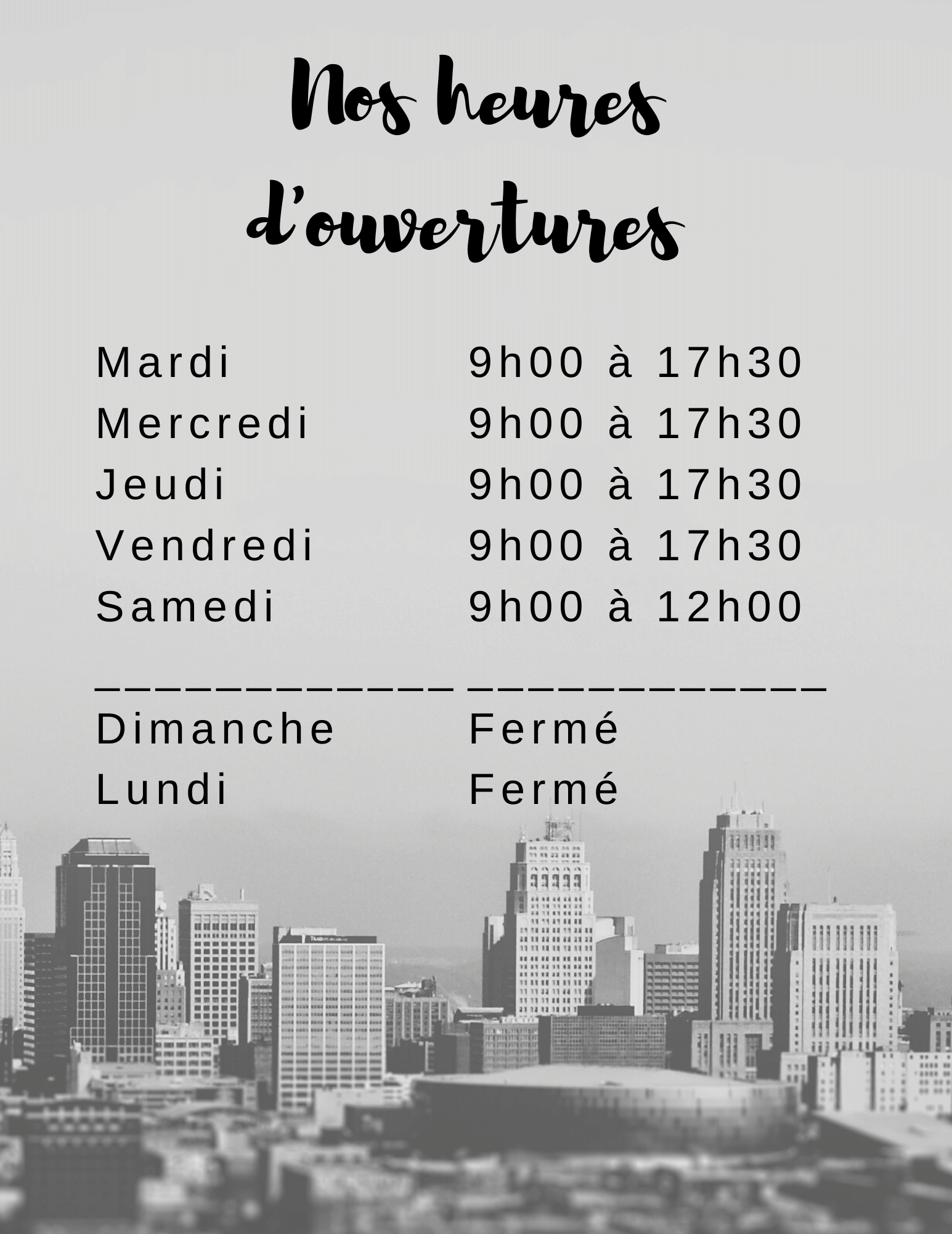 Nos heures douvertures